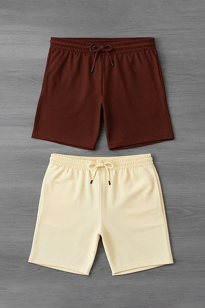 Trendyol Collection Πακέτο σορτς 2 τεμαχίων με καφέ και πέτρα - TMNSS21SR0095