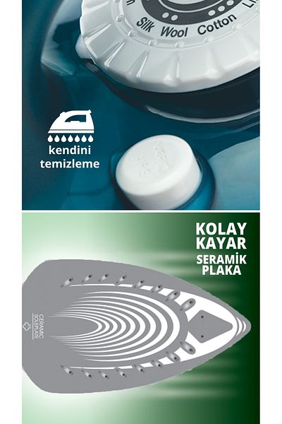 Kiwi KSI 6319C مكواة بخار بقاعدة سيراميك 2000 وات