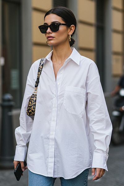 Trendyol Collection Biała bawełniana koszula typu Boyfriend z pojedynczą kieszenią/szeroką tkaną TWOAW20GO0115