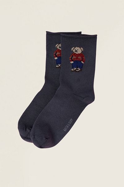 Katia&Bony Women's Teddy Patterned Elastic Modal Socks Gray