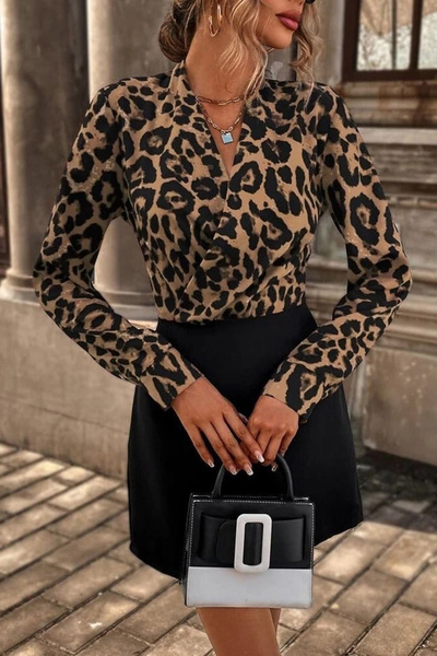 Trendyol Collection Πολύχρωμο υφαντό κοντό βραδινό φόρεμα με λεοπάρ μοτίβο Νυχτερινό φόρεμα αποφοίτησης TPRAW25EL00182