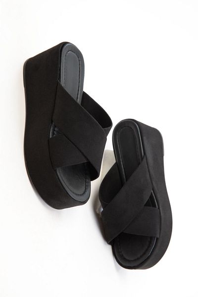 SOHO Black Suede Women's Wedge Heeled Shoes 20727