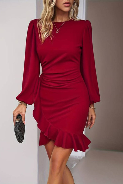 Trendyol Collection Rochie scurtă cu detalii volan și roșie TPRAW25EL00185