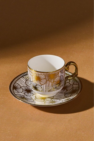 Karaca Anemone 2-Person Coffee Cup with Stand 80 ml