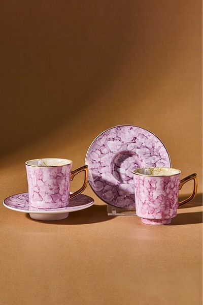 Karaca Parla 2-Person Coffee Cup Set 90 ml Pink