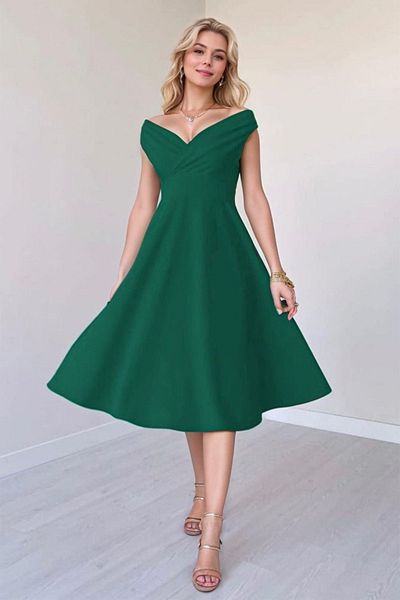 Trendyol Collection Σμαραγδένια Πράσινα Μίντι Βραδινά Φορέματα Νυχτερινά Φορέματα Αποφοίτησης