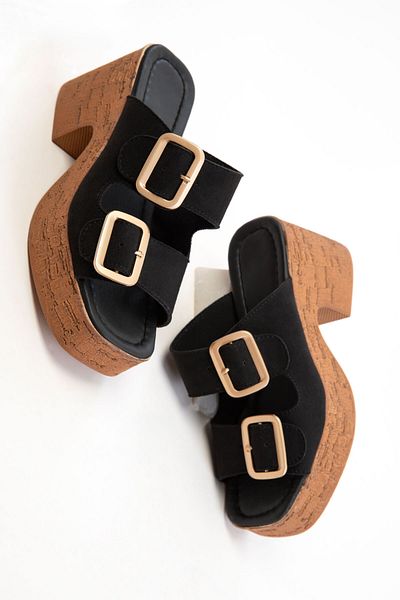 SOHO Black Suede Women's Classic Heeled Shoes 20728