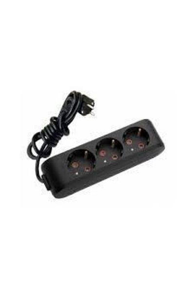 VİKO 3-Plus Grounded Child-Proof Black Socket 3 Meters