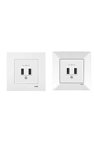 VİKO Viko Karre 2 Li Usb Şarj Prizi Beyaz 5v-2a (90967101) Çerçeve