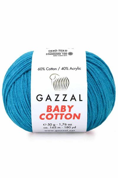 Gazzal Baby Cotton 3428 Turquoise Hand Knitting Yarn 50 Gr.