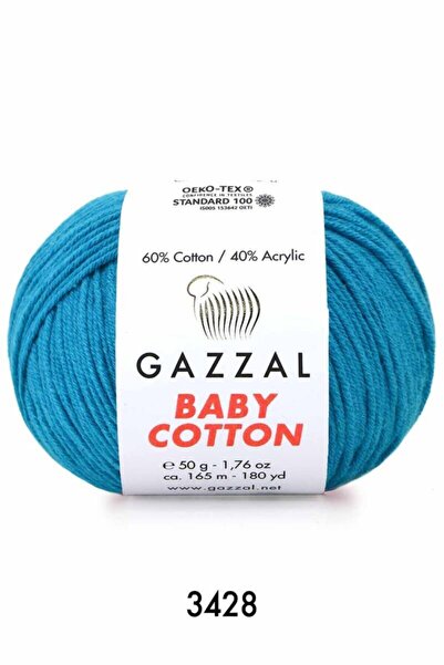 Gazzal Baby Cotton 3428 Τυρκουάζ Πλεκτό Σχοινί 50 Γρ.