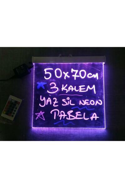 Genel Markalar Işıklı Led Yazı Tahtası- 50x70cm 3 Renk Kalem Led Neon-yaz Sil...