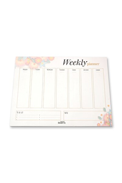 Desk Planner - Çiçek Desen Haftalık Planlayıcı 31,8 X 23,7