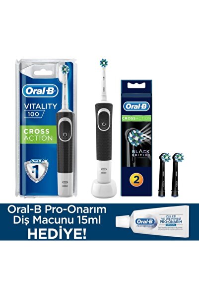 Oral-B Vitality Siyah D100 Cross Action+cross Action Siyah 2'li+diş Macunu 15 Ml
