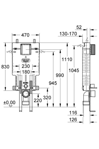 Grohe Uniset Gömme Rezervuar Pnömatik 13 Cm - 38642001