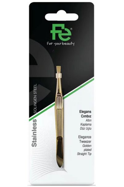 Fe - Elegans Tweezers Gold Plated Straight Tip