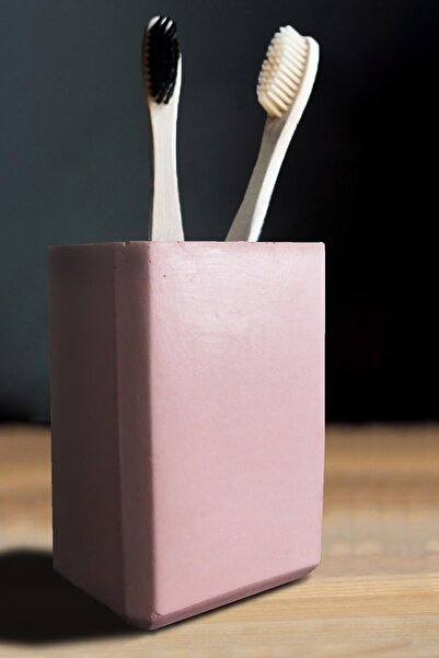 Ghogol Home Βάση οδοντόβουρτσας από σκυρόδεμα σειράς Arcadia - Παστέλ ροζ