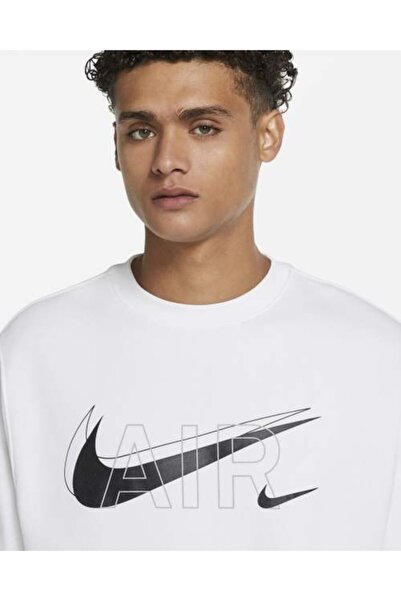 Nike Ανδρικό λευκό μάλλινο φούτερ Crew Top Dd9699-100