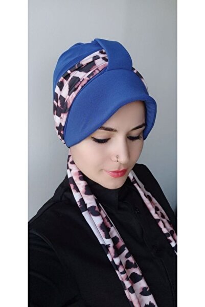 BAV Butik Ayvitrin ليوبارد وشاح بونيه الأزرق