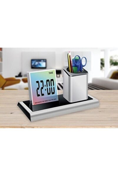 Genel Markalar "Masa Üstü Kalemlik ve Saat: Organizasyon ve Zamanı Birleştiri...