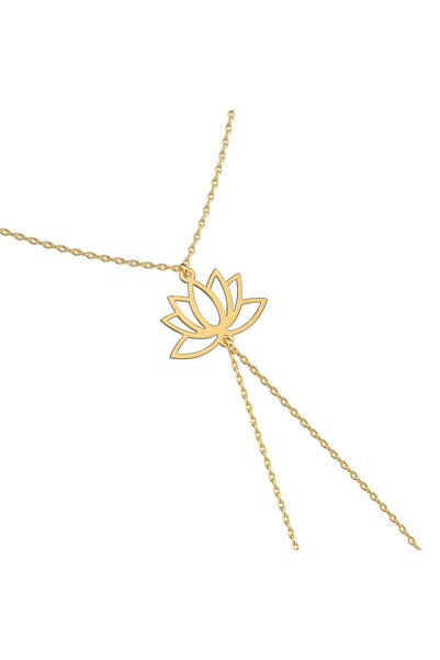 İNDİGO TAKI Sade Lotus Çiçeği Altın Kaplama Gümüş Şahmeran