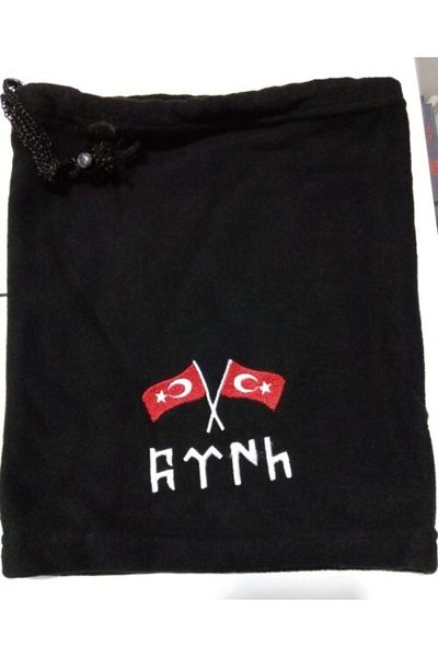 EGE ASKERİ MALZEME Neck Collar Embroidered Black Color with String Turkish Flag