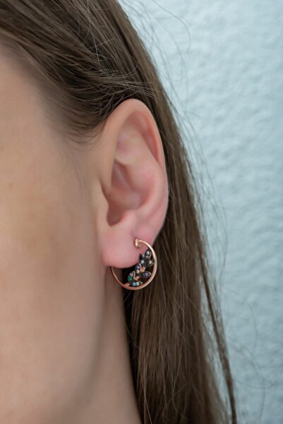 Nereze Kadın 925 Ayar Mix Taşlı Başak Küpe