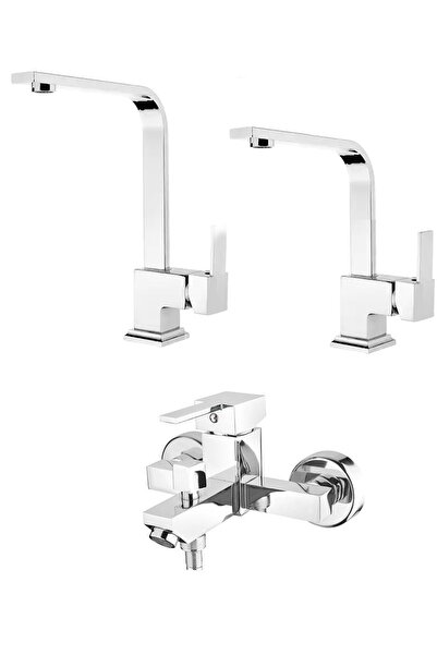 HMS 3'lü Kare Batarya Seti Banyo+evye+lavabo