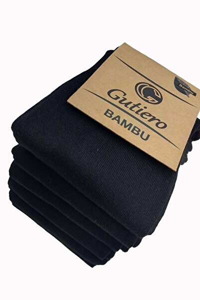 Gutiero Ανδρικές μακριές μαύρες κάλτσες χωρίς ραφή από μπαμπού 5 ζευγαριών