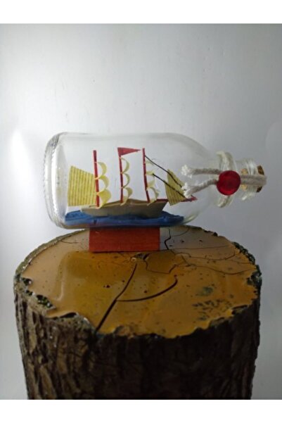 BalıkHediyelik Cam Şişe Içinde Gemi Maketi / Dekoratif Biblo 11 Cm