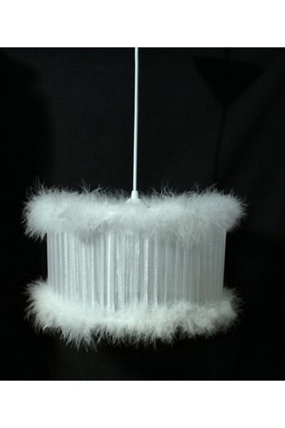 TEKAY AYDINLATMA White Feather Bedroom Chandelier Diameter 30 Cm