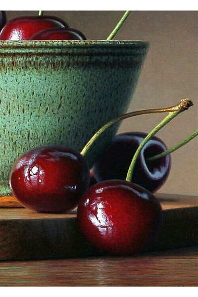 MARCEL SANAT Green Diamond Mosaic Painting - Cherry Detailed, 36x51cm