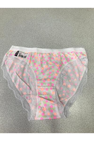 Tutku 12'li Paket Kadın Desenli Paça Dantelli Bikini Külot Asorti Kilot