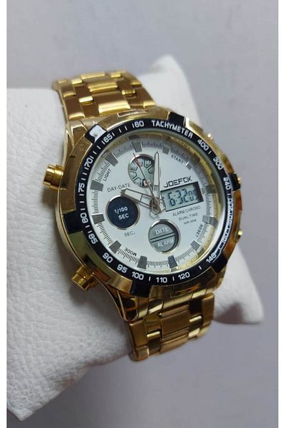 Joefox Men's Wristwatch Digital Analog with Steel Band 946