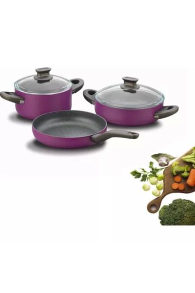 AKMODE Mor 5 Parça Tencere Takımı   A1285 Lina
