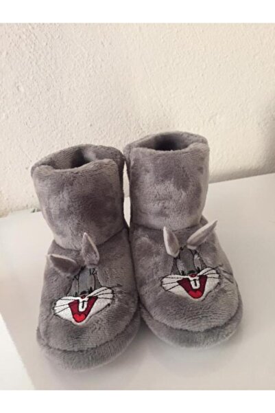 sun desing Çocuk Gri Ev Botu Panduf Ev Ayakkabısı
