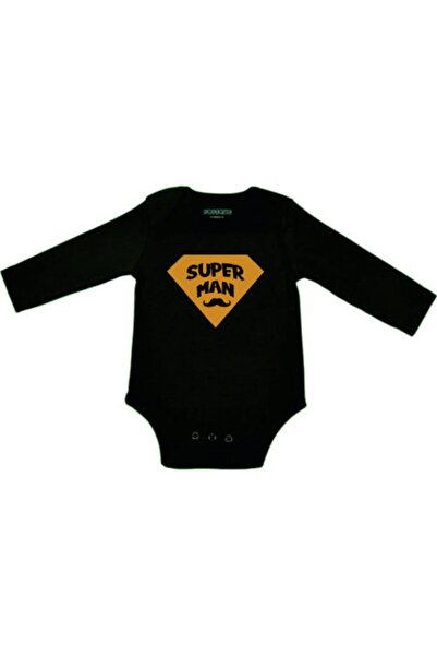 venüsdijital بيبي بوي أسود سوبر مان مطبوع Zıbın Body