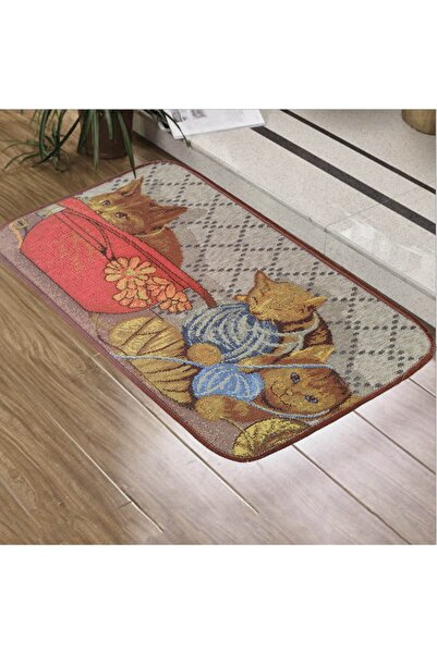 GizHome Giz Home Tapetto Mutfak Paspası 50x90 Yumakli Kedi