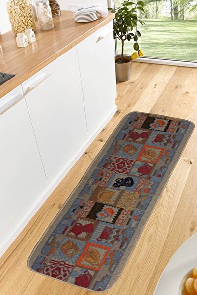 GizHome Giz Home Tapetto Mutfak Paspası 50x150 Mavi Objeler