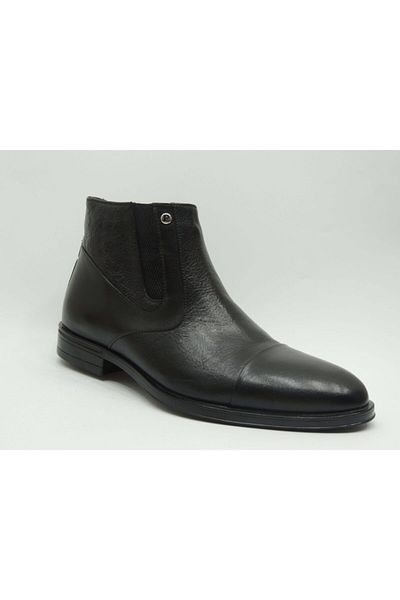 Pierre Cardin Ανδρικές μαύρες μπότες από γνήσιο δέρμα 11925251