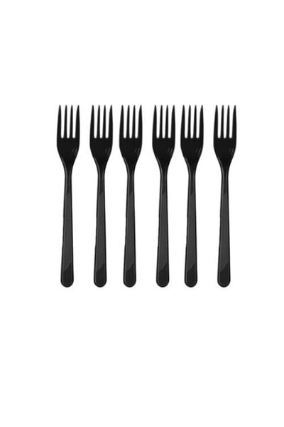 Happyland 18 cm Black Plastic Fork - Use 25 Birthday Party Fork