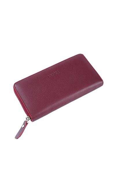 Deriza Nina Hakiki Kadın Deri Cüzdan Bordo