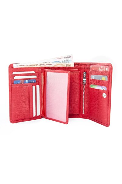 Deriza Optima Hakiki Kadın Deri Cüzdan Kırmızı