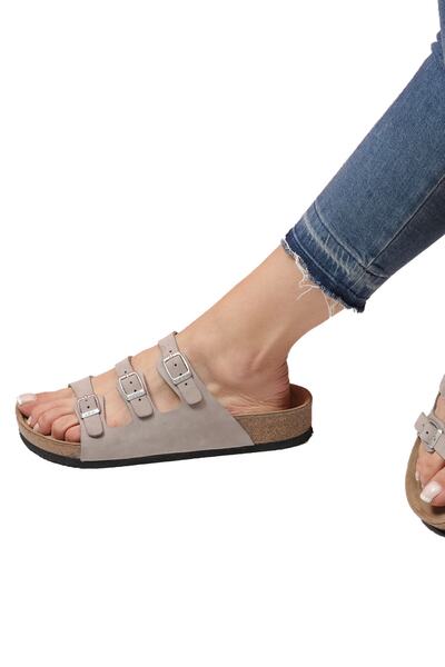 Bequemere Uma Cork Sole Genuine Leather Multi-Strap Orthopedic Unisex Slippers