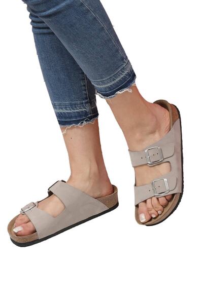 Bequemere Akela Cork Based Genuine Leather Double Banded Orthopedic Unisex Slippers