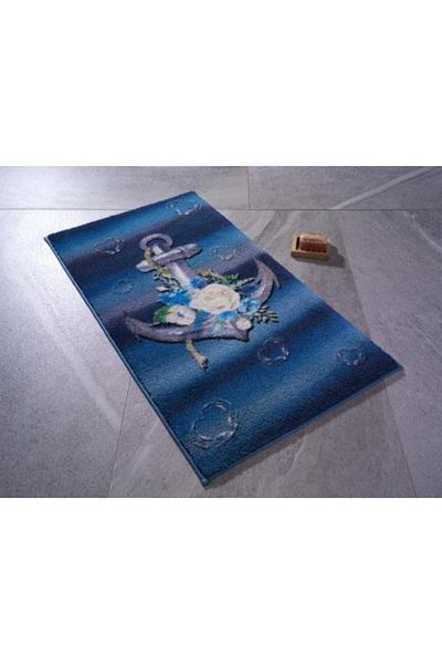 Confetti Romantic Anchor 50X57 Dark Blue Bathroom Rug