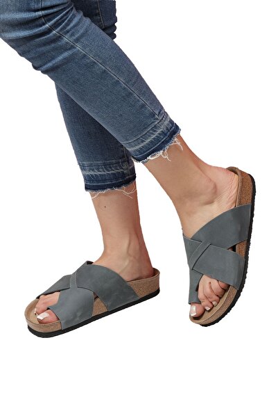 Bequemere Zahra Cork Based Genuine Leather Flip Flops Orthopedic Women's Slippers
