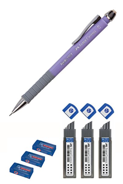 Faber Castell قلم فابر أبولو 0.7 بسن أرجواني + ممحاة امتحان من فابر + سن فابر...