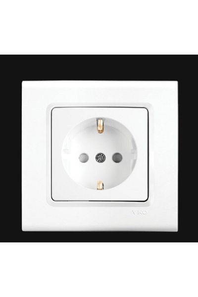 VİKO Grounded Socket + frame, white, Linnera