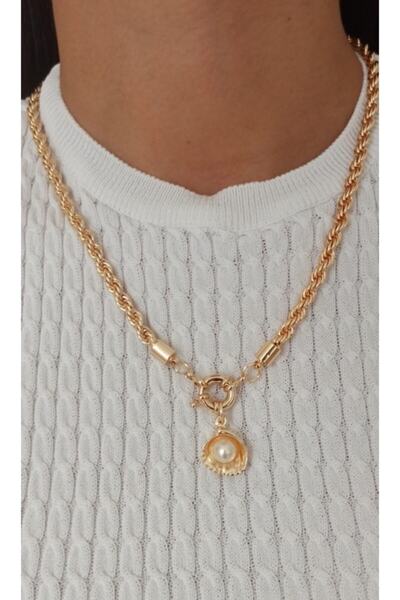 MagicStone Inci Detaylı Burgulu Gemici Kilitli Kolye